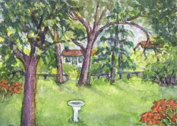"The Backyard" by  Beth M. White, Beloit WI - Watercolor